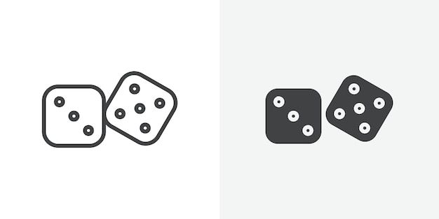 Icono de juegos de dados Signo vectorial de contorno