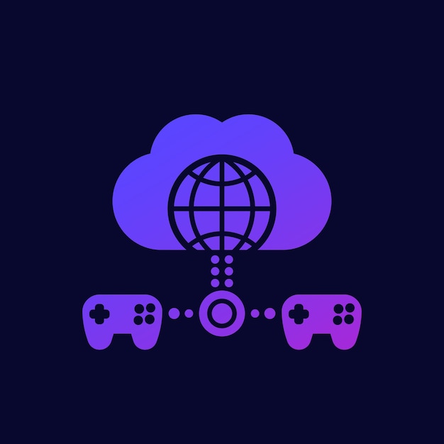 Icono de juegos en la nube con controladores de juegos