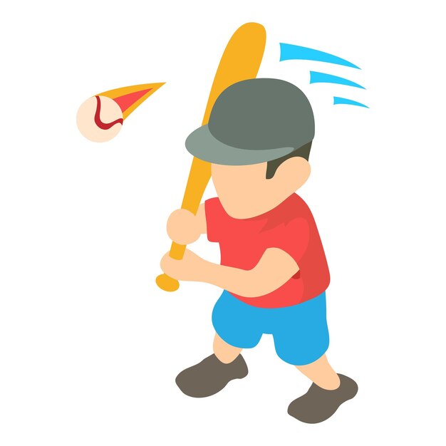 Icono de jugador de béisbol Ilustración isométrica del icono de vector de jugador de béisbol para web