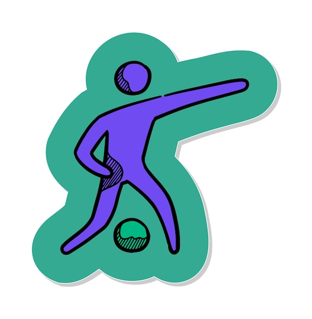 Vector icono de jugador de fútbol dibujado a mano en la ilustración de vector de estilo de etiqueta