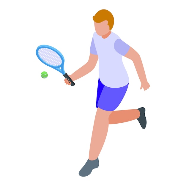 Icono de jugador de tenis de carrera vector isométrico atleta deportivo