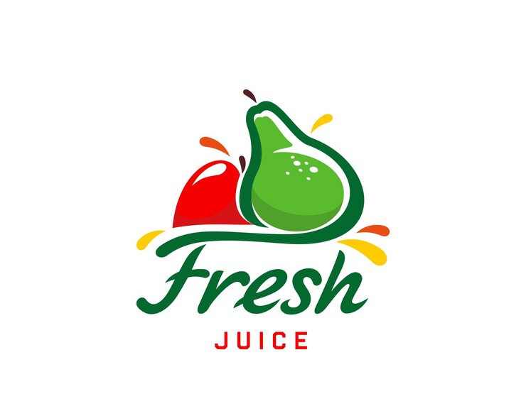 Vector icono de jugo fresco, peras, manzanas, frutas y frutas.