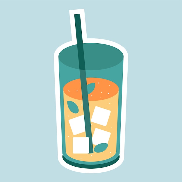 Icono de jugo de hielo objeto pegatina vector bebida de verano