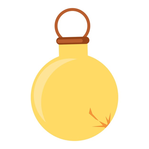 Icono de juguete de Navidad de bola plana rota de residuos de vidrio