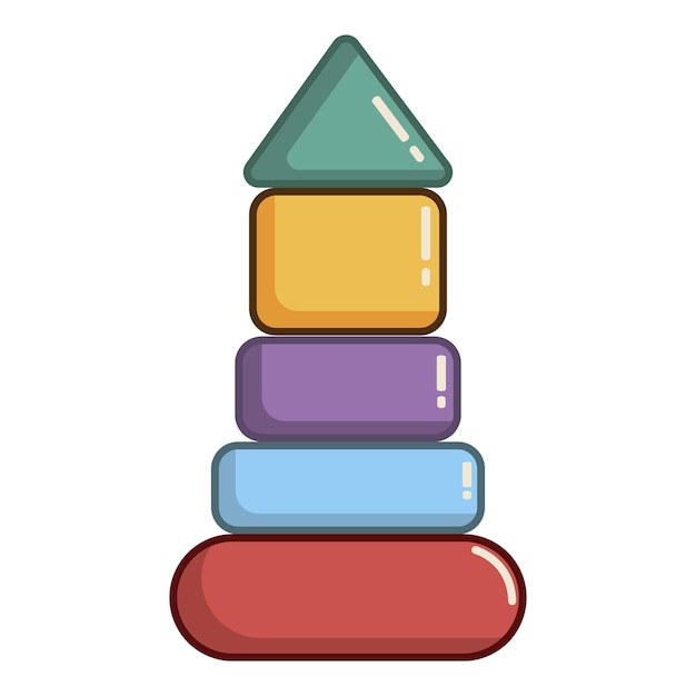 Icono de juguete pirámide colorido. Ilustración de dibujos animados de icono de vector de juguete de pirámide colorida para web
