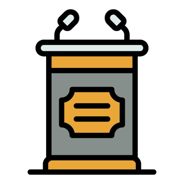 El icono de la justicia de la corte de pie Contorno del icono del vector de la justicia del tribunal de pie Color plano aislado