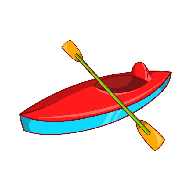 Vector icono de kayak en estilo de dibujos animados aislado en fondo blanco nadando en el símbolo del río