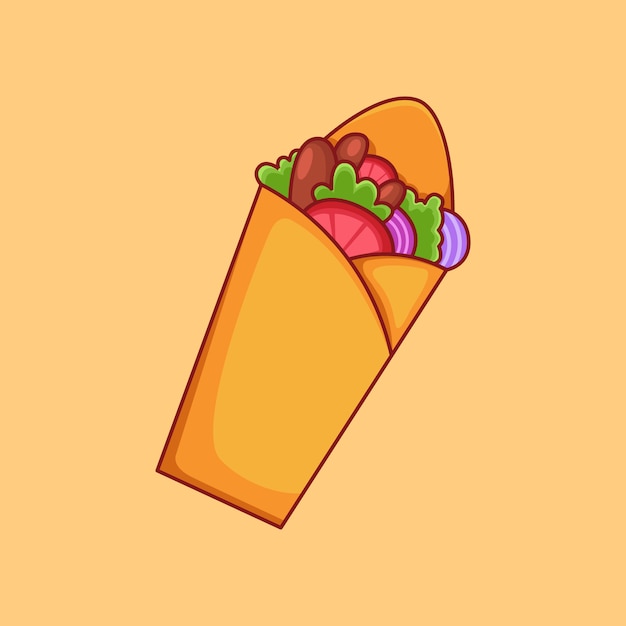 Vector icono de kebab colección de comida rápida. icono de comida aislada