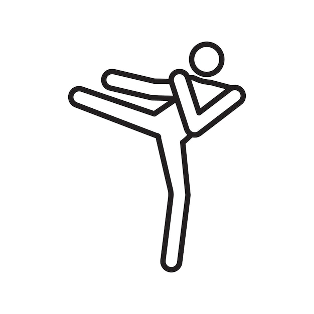 Icono de kickboxing Logotipo vectorial de arte de línea negra