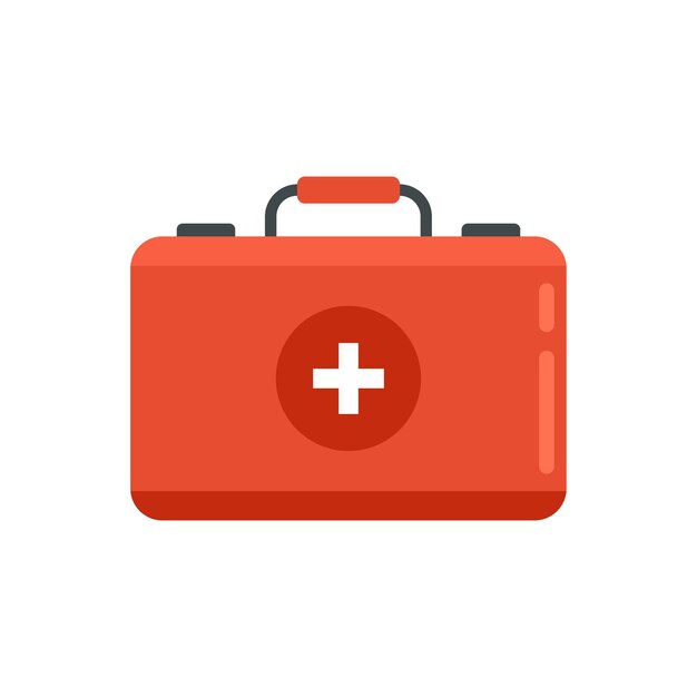 Icono del kit de primeros auxilios para acampar Ilustración plana del icono de vector del kit de primeros auxilios para acampar aislado sobre fondo blanco