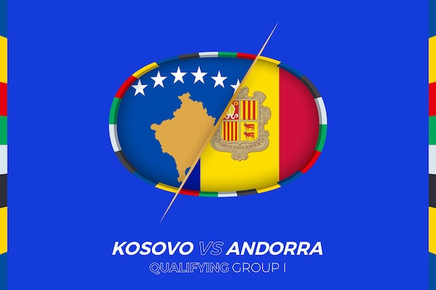 Icono de Kosovo vs Andorra para el grupo I de clasificación del torneo de fútbol europeo