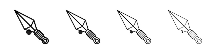 Vector icono de kunai conjunto de signos y símbolos