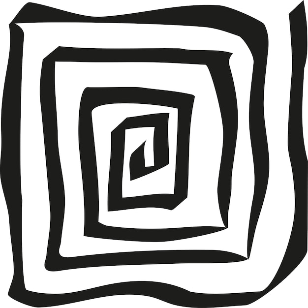 Icono de laberinto giratorio Espiral negra abstracta Forma de ilusión vectorial Diseño gráfico en negrita