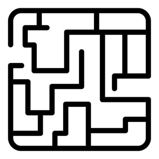 Icono de laberinto de problema Icono de vector de laberinto de problema de esquema para diseño web aislado sobre fondo blanco