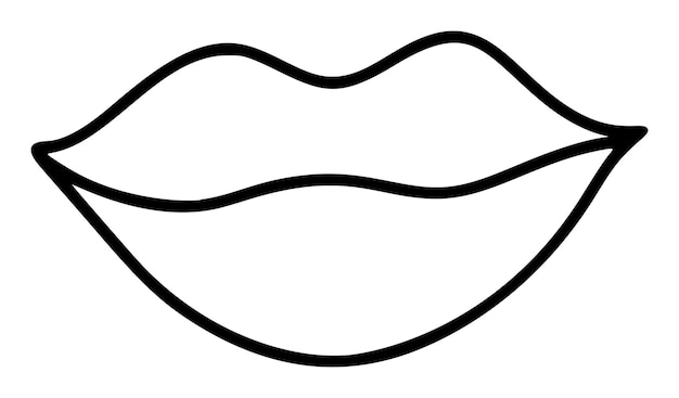 Icono de labios dibujados a mano en estilo doodle simple Boca de mujer con líneas Diseño monocromático Órganos de los sentidos