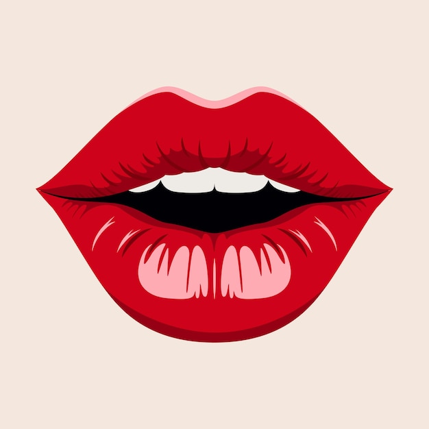 Icono de labios femeninos rojos de vector plano de primer plano Labios femeninos que dan besos Beso amor Sexy y concepto de belleza