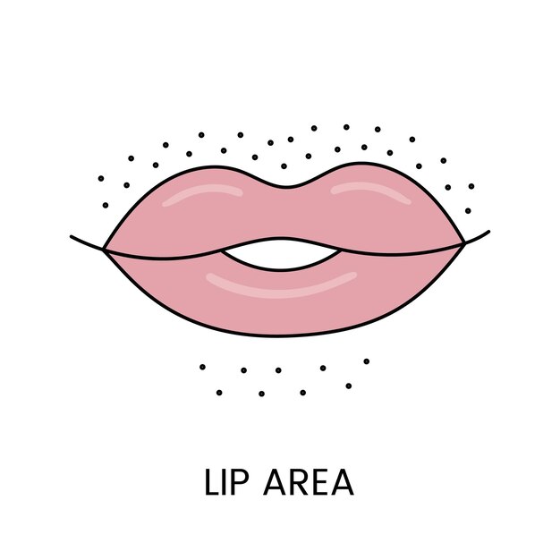 Icono de labios en ilustración vectorial para servicios de depilación facial