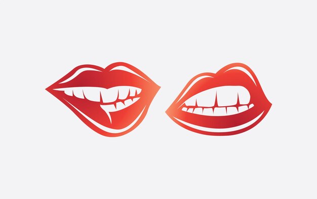 Icono de labios y plantilla de vector de símbolos Labios con lápiz labial