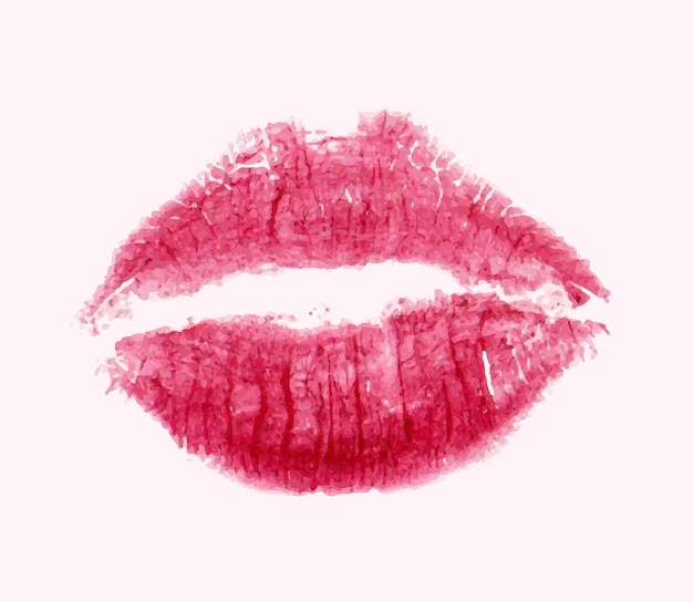 Icono de labios rojos aislado sobre fondo. Impresión de manchas de beso vectorial.