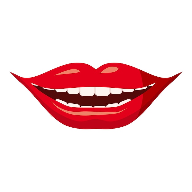 Icono de labios rojos Ilustración de dibujos animados del icono vectorial de labios rojizos para el diseño web