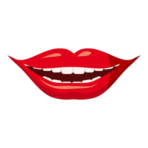 Vector icono de labios rojos ilustración de dibujos animados del icono vectorial de labios rojizos para el diseño web