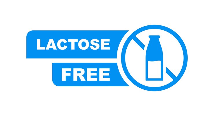 Vector icono sin lactosa etiqueta de producto sin lactosa añadida