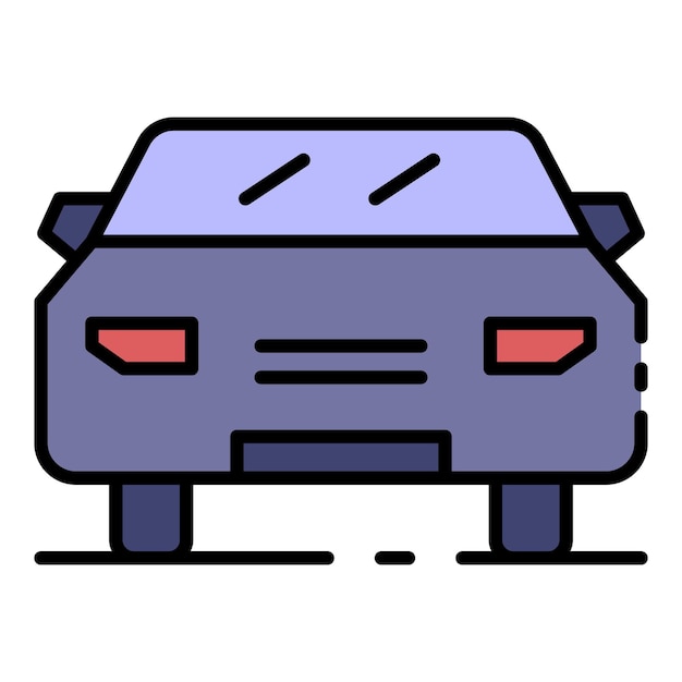 Icono del lado del coche delantero Contorno del icono del vector del lado del coche delantero color plano aislado