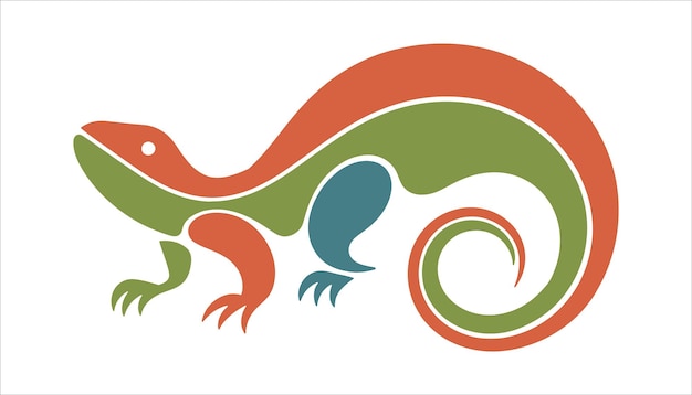 Icono de lagarto abstracto Diseño geométrico colorido con elementos naranja, verde y azul