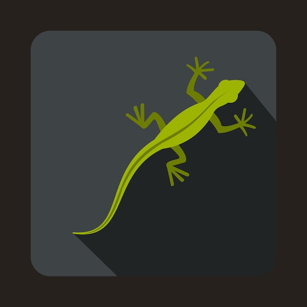 Icono de lagarto en estilo plano con sombra larga Símbolo de reptiles