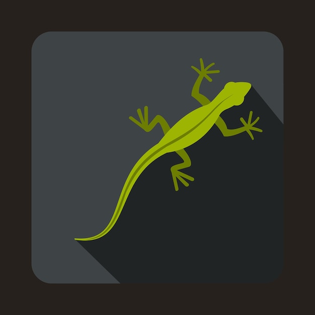 Vector icono de lagarto en estilo plano con sombra larga símbolo de reptiles