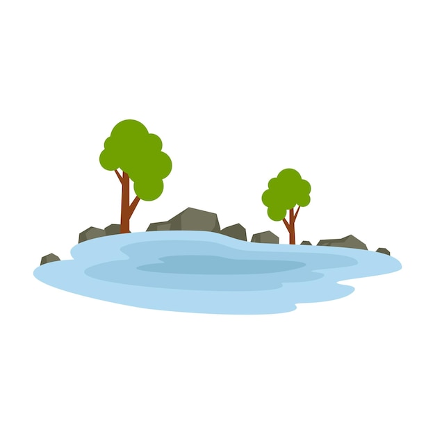 Icono de lago forestal Ilustración plana del icono de vector de lago forestal aislado sobre fondo blanco