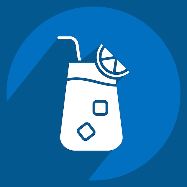 Icono Laguna Azul relacionado con cócteles Símbolo de bebida estilo sombra larga diseño simple editable