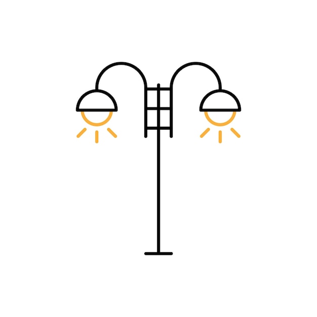 Icono de lámpara de calle con ilustración vectorial plantilla de diseño de línea y dos colores
