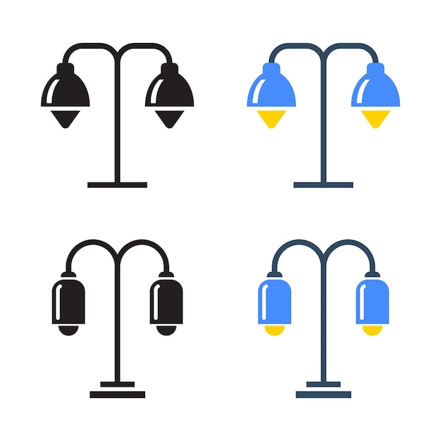 Icono de lámpara colgante vectorial Conjunto de íconos de lámpara de calle