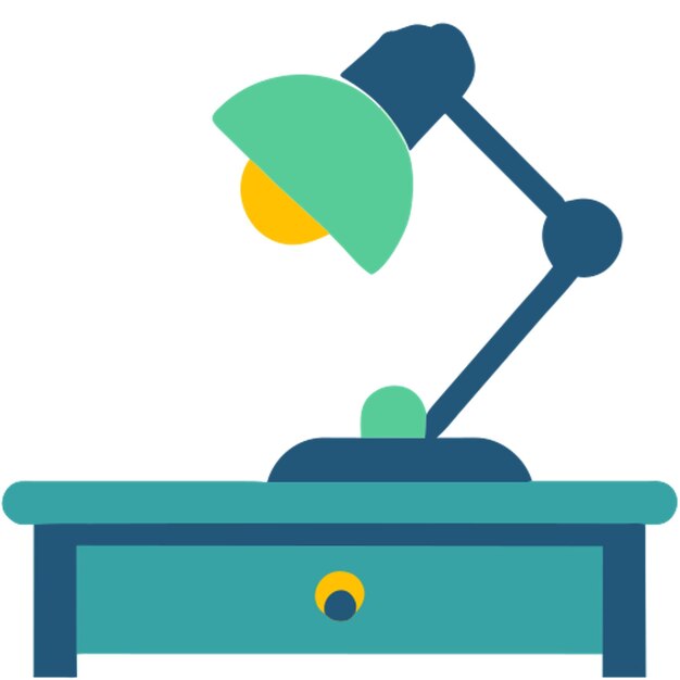 icono de la lámpara de escritorio formas de colores