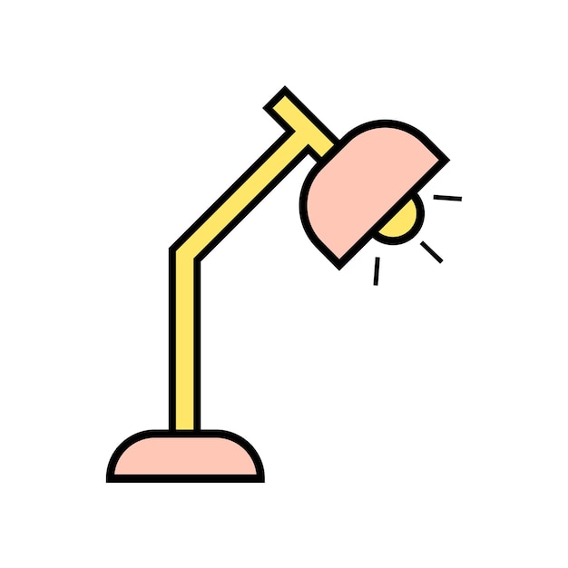 Icono de la lámpara de escritorio Ilustración vectorial Icono de color lineal de la lámpara de escritorio