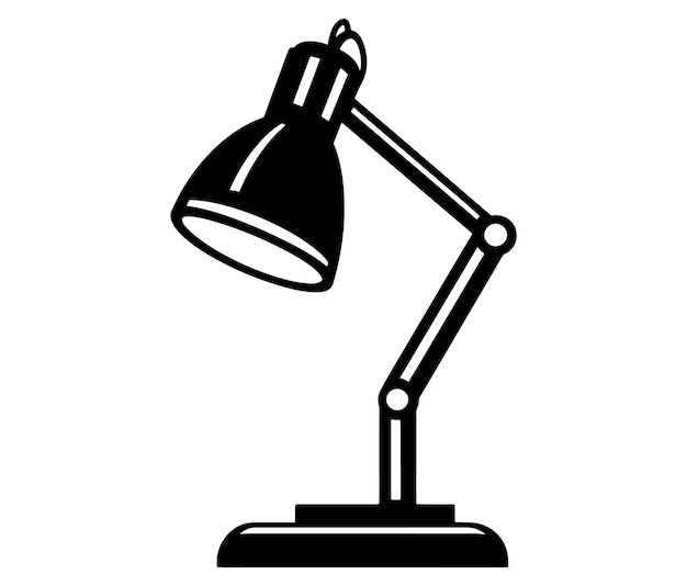 Icono de la lámpara de escritorio minimalista en silueta negra