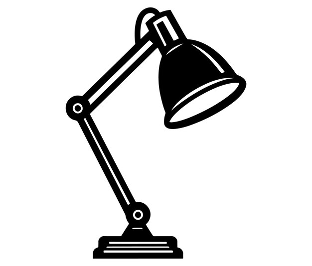 Icono de la lámpara de escritorio minimalista en silueta negra