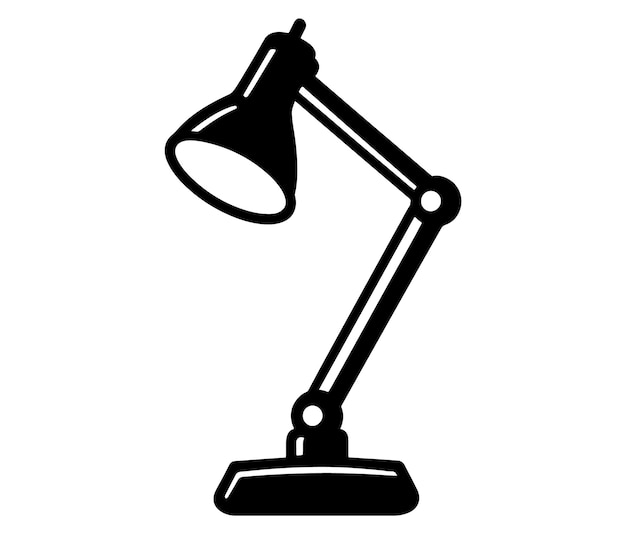 Icono de la lámpara de escritorio minimalista en silueta negra