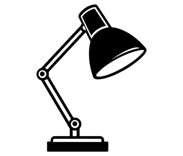 Icono de la lámpara de escritorio minimalista en silueta negra