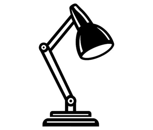 Icono de la lámpara de escritorio minimalista en silueta negra