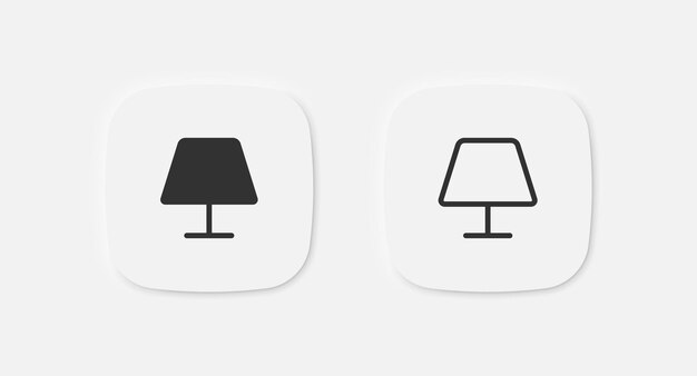 Ícono de la lámpara de escritorio Símbolo de la lámpada de mesa Símbolos de la bombilla del dormitorio Iconos de soporte para la lectura Signo aislado vectorial