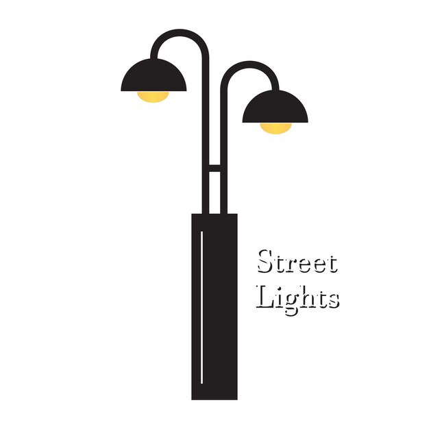 Icono de lámpara incandescente de calle sobre fondo blanco