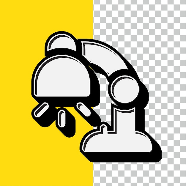 Icono de lámpara de mesa blanca de estilo retro con fondo amarillo editable