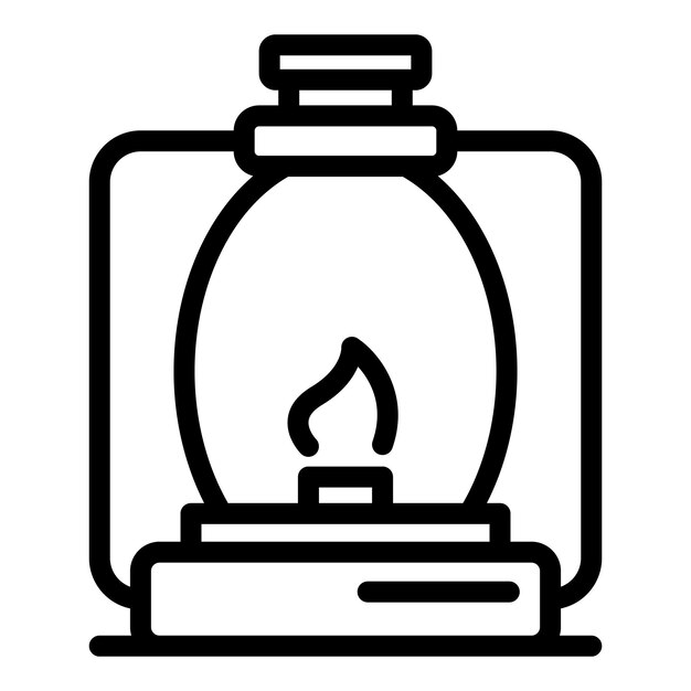 Icono de lámpara de queroseno Contorno icono de vector de lámpara de queroseno para diseño web aislado sobre fondo blanco