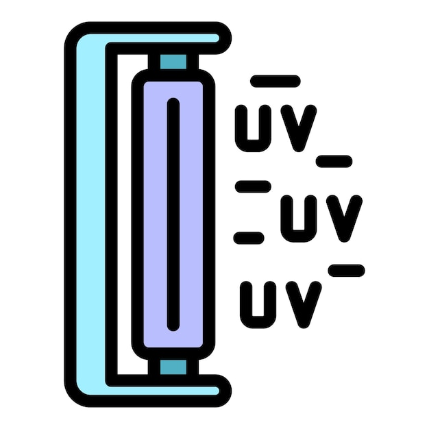Icono de lámpara uv bactericida Contorno lámpara uv bactericida vector icono color plano aislado