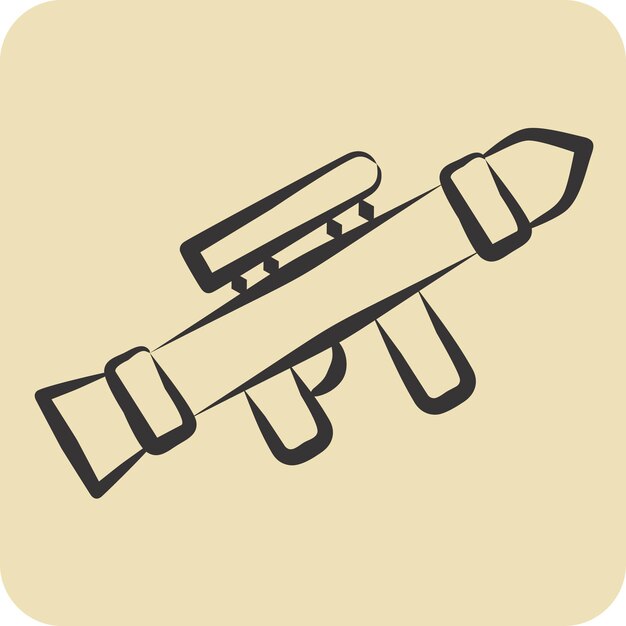 Icono Lanzador de granadas relacionado con la guerra Símbolo militar estilo dibujado a mano ilustración simple