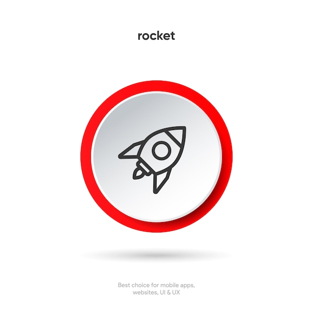 El icono de lanzamiento de la campaña, el símbolo del cohete, el icono de la nave espacial, el símbolo de la aeronave espacial, el ícono de inicio del proyecto, la creación.