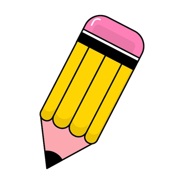 Icono de lápiz amarillo Ilustración plana de lápicillo amarillo en blanco