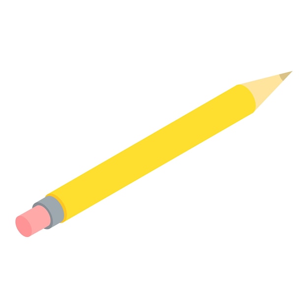 Icono de lápiz amarillo Isométrico del icono de vector de lápiz amarillo para diseño web aislado sobre fondo blanco